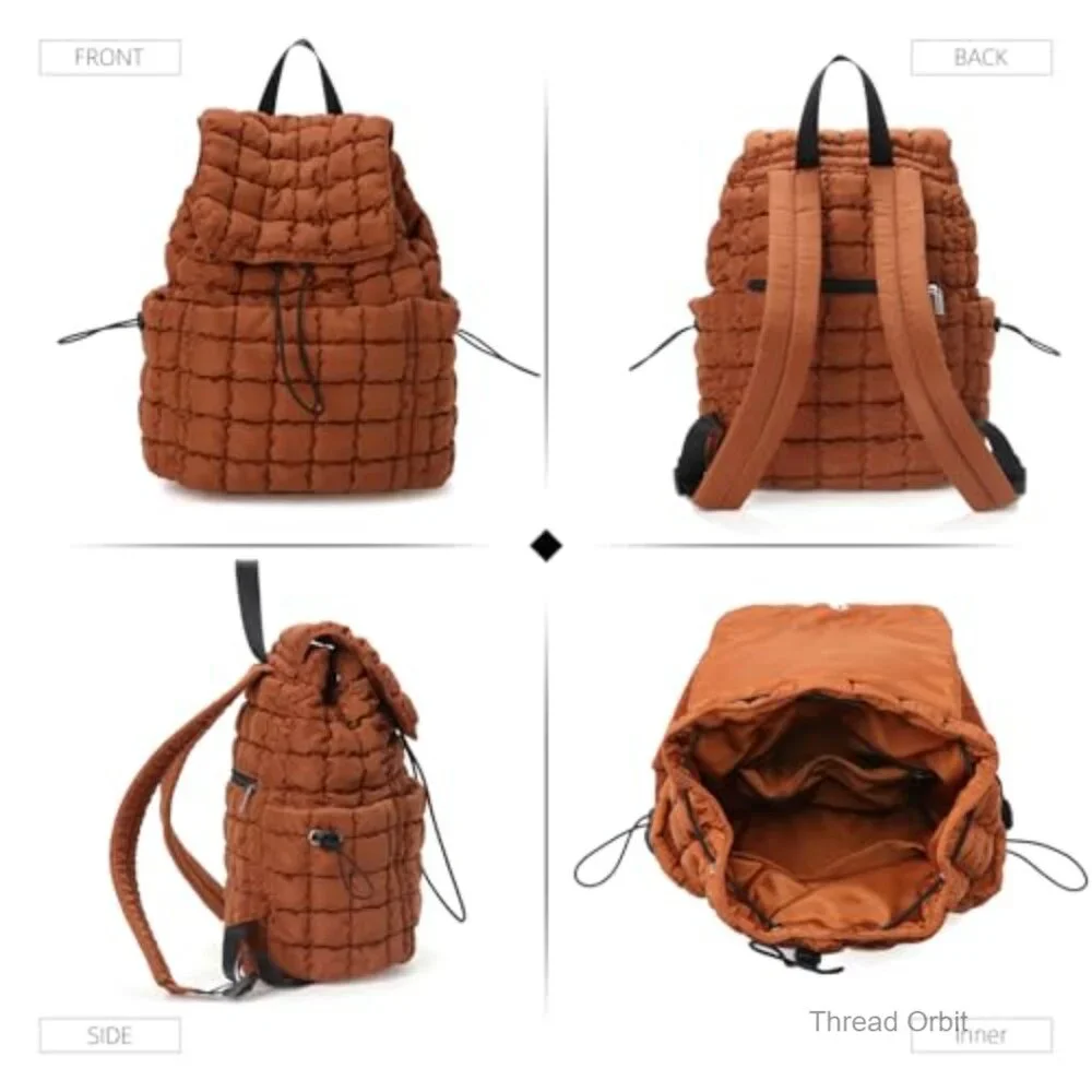 Lightweight Quilted Puffer Backpack Laptop Daypack Travel Hiking Gym
